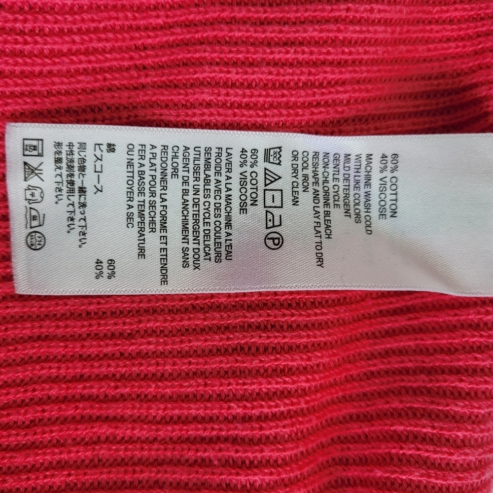 Tommy Bahama boatneck long sleeve ribbed cotton blend hot pink sweater beach PS - Picture 8 of 10